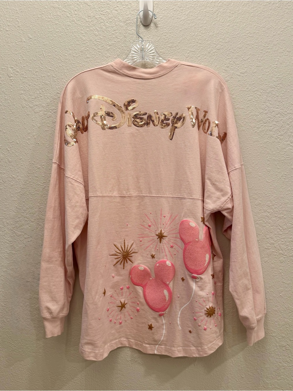 Disney Parks Pink Mickey Balloon Sequin Spirit Jersey – Medium